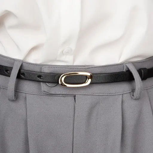 Ремінь шкіряний жіночий вузький чорний НС-1556 (105 см) - фото 5