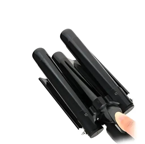 Тройная плойка VGR V-591 для волос 3 волны 125Вт щипцы тройные для больших локонов керамика LED дисплей Черный - фото 3