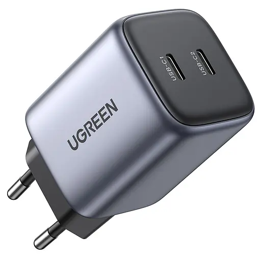 Зарядний пристрій 2xUSB 45W 2xUSB-C Gan PD 25W+20W, CD294 Ugreen Сірий