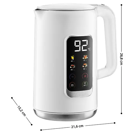 Електрочайник Sencor 1.7 л Strix LED дисплей подвійні стінки сенсорне керування білий - фото 4