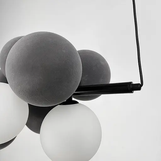 Видовжений чорний світильник на 4 білих та 8 графітових плафонів | Арт. 908/12 BK+GR+WT | Line F - фото 6