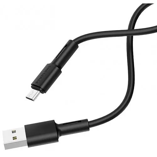 Кабель BOROFONE BX31 USB to Micro 2.4A, 1m, silicone, TPE connectors, Black - фото 4