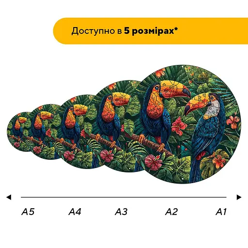 Пазл деревяний Пригоди Туканів, А4, 100 елементів, Дерев’яна коробка - фото 2
