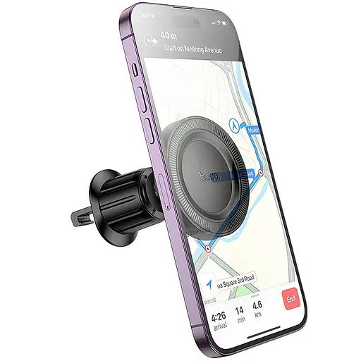 Автотримач Hoco H56 Show ring magnetic (air outlet) Black - фото 7