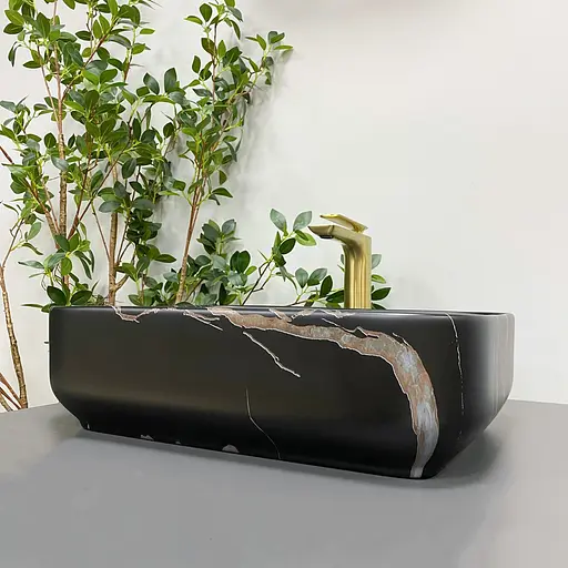 Умивальник VBI Palermo black stone matt накладний VBI-012306, Чорний матовий - фото 3