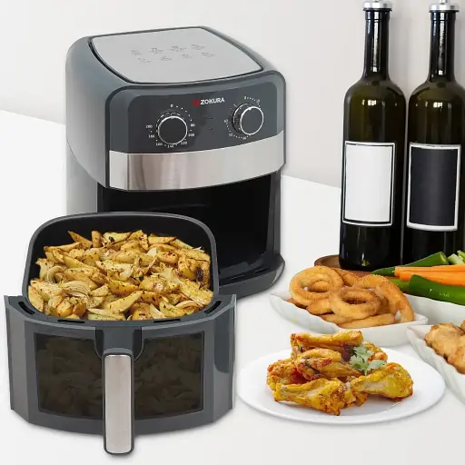 Фритюрница Zokura Z1386, 6.3 л, 1350 Вт, Черный/Серебристый - фото 2