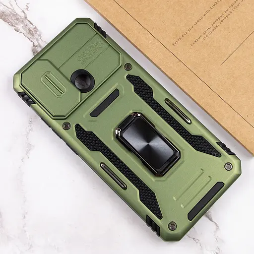 Ударопрочный чехол Epik Camshield Army Ring для Xiaomi Redmi 9C / 10A Оливковый / Army Green - фото 6