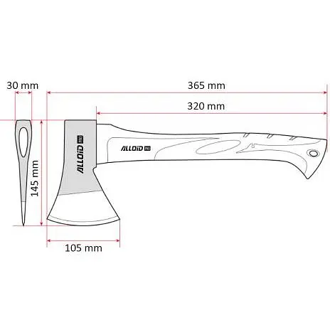 Топор Alloid ручка из фибергласа 600 г 37 см (AF-7014600) - фото 2