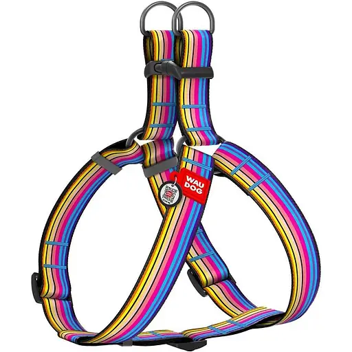 Шлея для собак Waudog Nylon з QR паспортом, малюнок "Лінія 1", пластиковий фастекс, XL