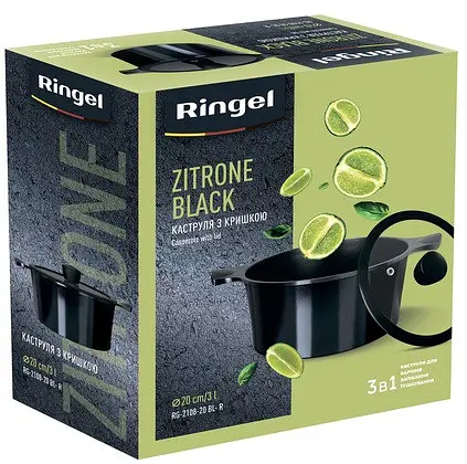 Кастрюля Ringel Zitrone Zitrone Black 2.5 л 20 см (RG-2108-20BL) - фото 7