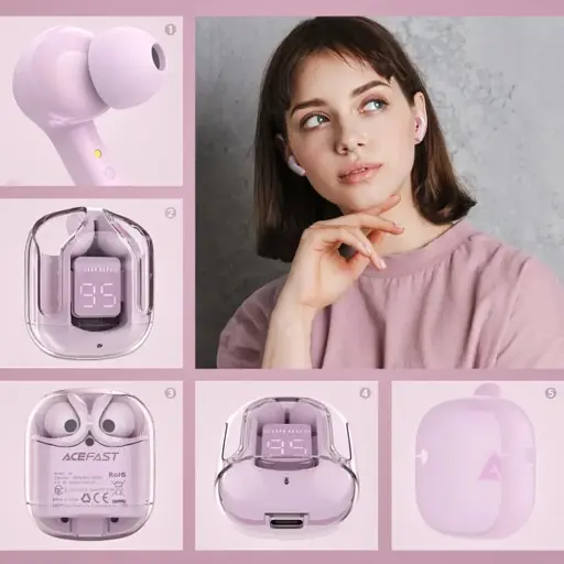 Наушники Acefast T6 True wireless stereo headset Pink Lotus - фото 6