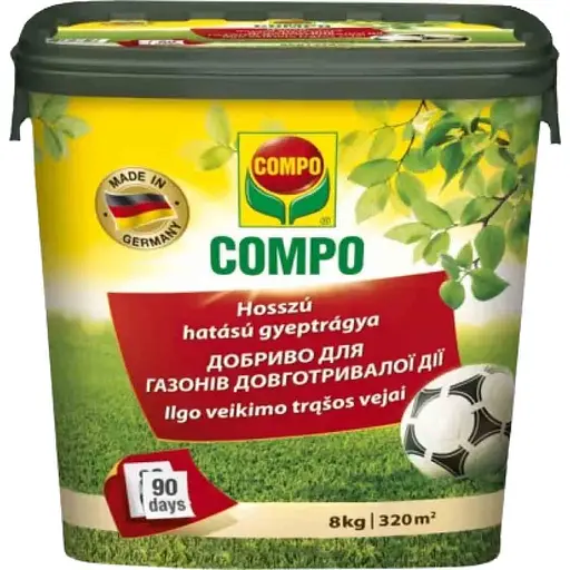 Твердое удобрение длительного действия для газонов COMPO 8 кг