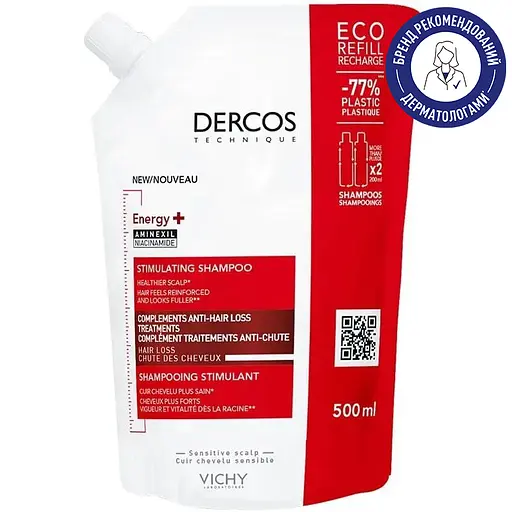 Тонизирующий шампунь Vichy Dercos Energy+ с Аминексилом и Ниацинамидом для борьбы с выпадением волос 500 мл - фото 2