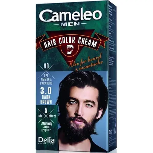 Уценка. Крем-краска для волос, бороды и ус Delia Cameleo оттенок 3.0 Темно-коричневая 30 мл