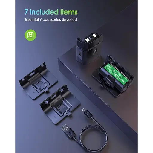 Акумуляторний блок контролера Xbox, комплект для гри та зарядки для Xbox One/Xbox Series X|S - 40 год гри - фото 3