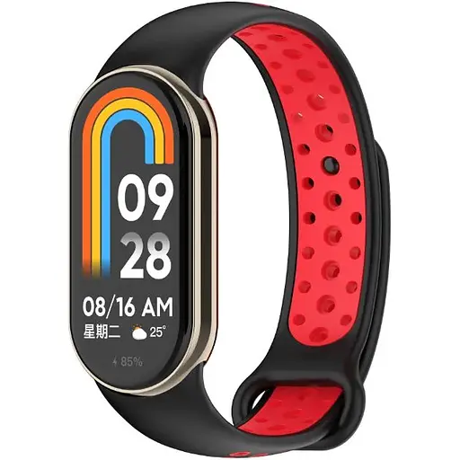 Ремешок DK CDK для Xiaomi Mi Smart Band 9 Silicone Sport Band Nike (015815) (black / red) - фото 2