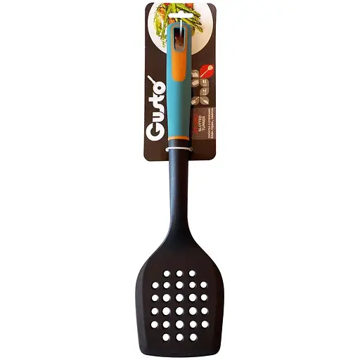 Лопатка кухонная с отверстиями Gusto GT-5303 нейлоновая голубо-оранжевая (100765) - фото 2