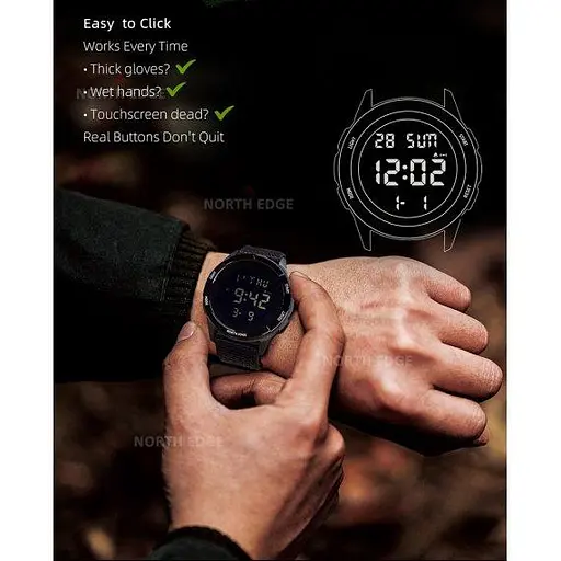 Часы мужские водостойкие тактические North Edge Terrax Black - фото 9
