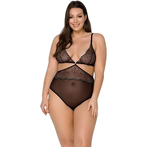 Боди Passion Amberly Body 6XL/7black ассиметричный крой кружевной лиф золотая нить 6XL/7XL