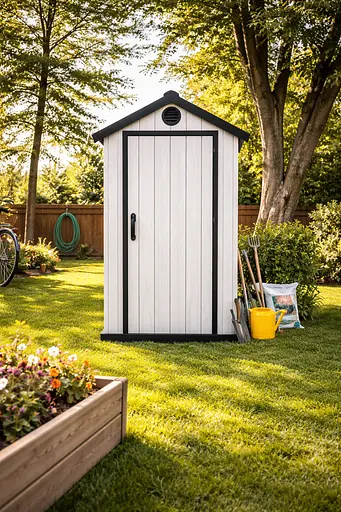 Хозблок-сарай пластиковый BKS 3х5FT с двускатной крышей 210 × 103 × 163 см - фото 6