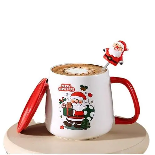 Чашка BonaDi Merry Christmas 1 новогодняя 400 мл с крышкой и ложкой (14845) - фото 2