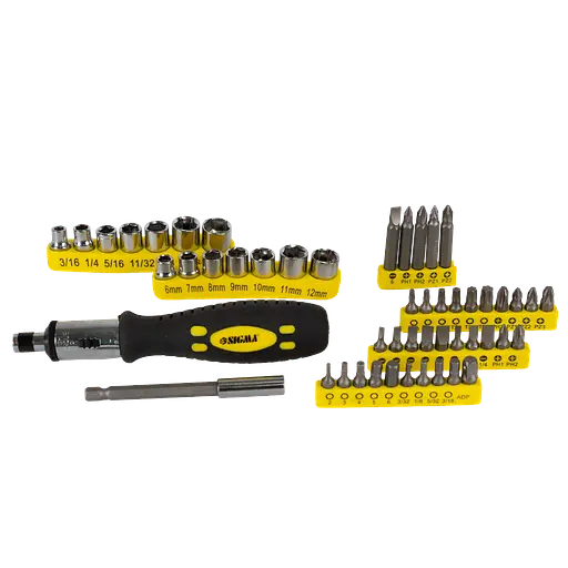 Викрутка Sigma + насадки торцеві та біти 51 шт CrV 400213 - фото 2
