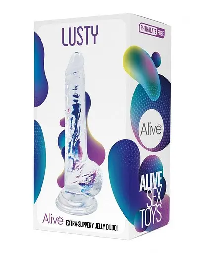 Прозорий фалоімітатор Alive Jelly Dildo Lusty, ТПЕ, присоска, діаметр 3,2 см, довжина 18 см - фото 2