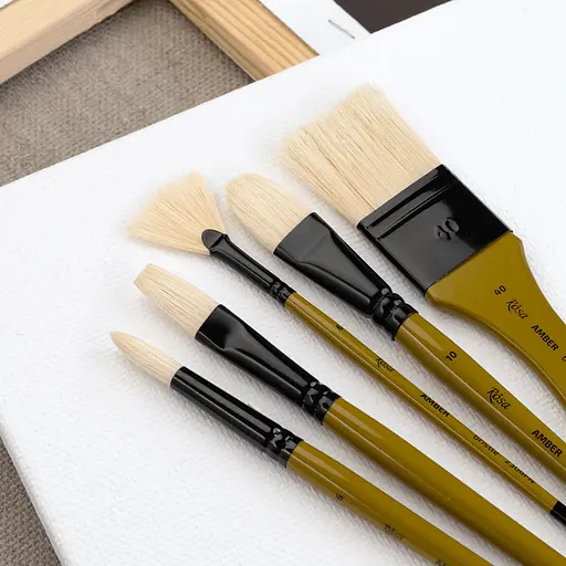 Пензель щетина плоска AMBER 2306F №1 довга ручка Rosa - фото 5