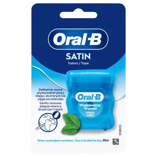 Зубна нитка Oral-B Satin Tape м'ятна вощена 50 м - фото 1