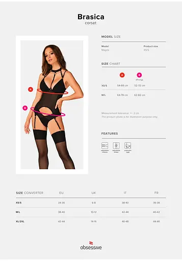 Корсет Obsessive Lingerie-Brasica M/L чорний - фото 7