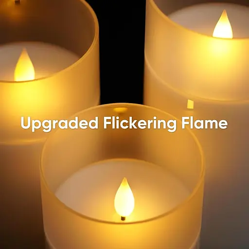 Мерехтливі свічки Amagic з прозорого скла з реалістичним полум'ям, що танцює, світлодіодні - фото 4