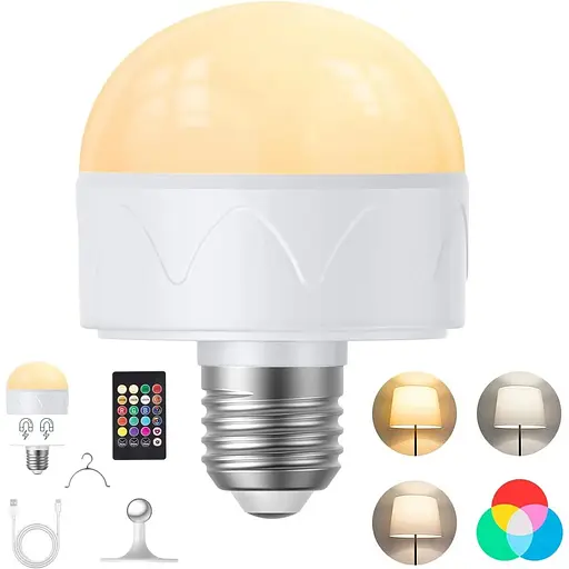 Перезаряжаемые лампы, аккумуляторные лампы E26 мощностью 40 Вт, лампы с изменением цвета с дистанционным управлением