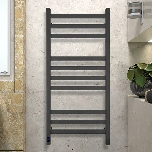 Електрична рушникосушка Navin Авангард 480x1000 Sensor правобічна з таймером, чорний муар 12-228053-4810, Чорний матовий, Праве, Електронний - фото 3