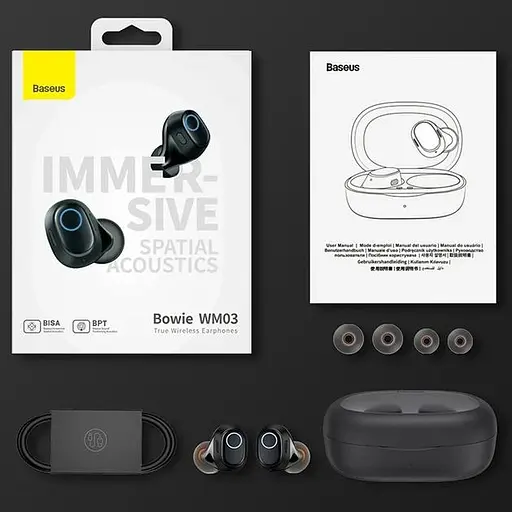 Навушники Baseus Bowie WM03 TWS | BT5.3, 50/500mAh, 8H, Location | black - фото 5