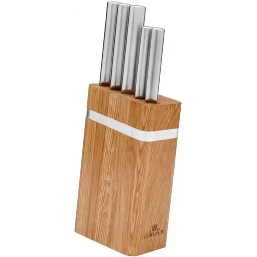 Набір з 5 кухонних ножів та підставки Gerlach Ambiente Oak (5901035506527) - фото 1