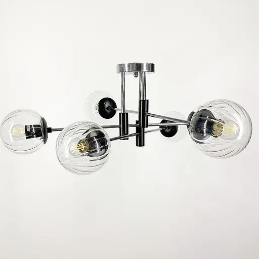 Потолочная люстра в хромированном корпусе на 6 прозрачных плафонов Ø 70 см | Ст. 51797/6 CH+BK+CL | Line F - фото 1