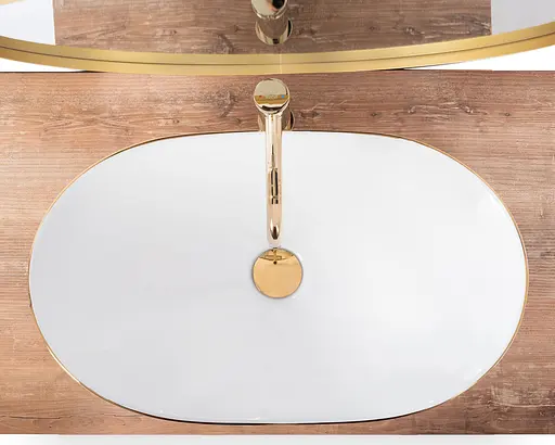 Умивальник Rea Royal gold edge накладний REA-U8570, Білий - фото 4