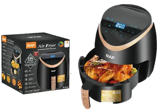 Аэро фритюрница RAF Air Fryer R.5234 сенсорная безмасляная воздушная 1500 Вт 5.8л аэрогриль Черная - фото 3