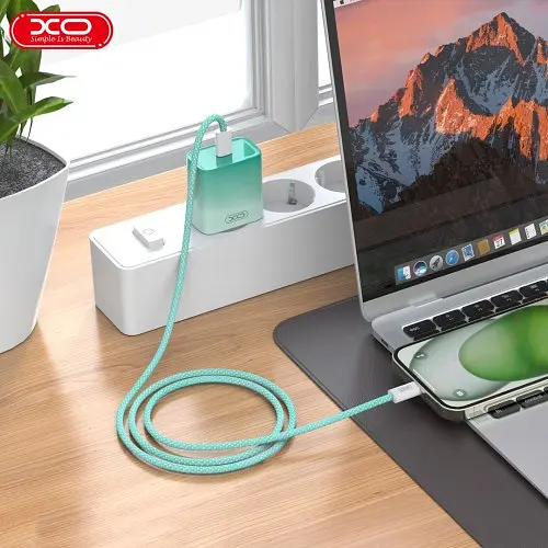 Мережевий зарядний пристрій XO CE18 (EU) PD30W USB-C fast charging charger with Type-C cable Синій - фото 3