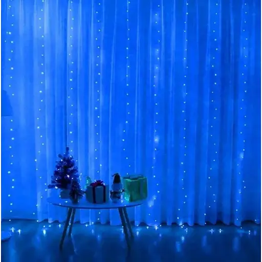 Новогодняя светодиодная гирлянда-штора Роса 3x3 м с 300 лампочками Синий - фото 1