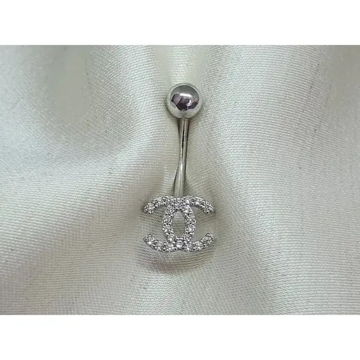 Серебряная серьга для пирсинга пупка з фианитами. 7030.1С - фото 5