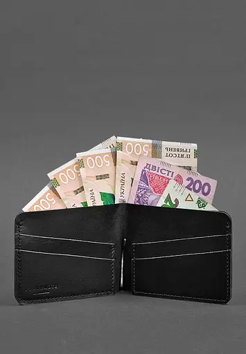 Шкіряне портмоне 4.4 (з затискачем) чорний краст - фото 4