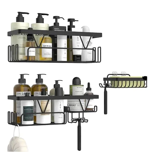 Полка для душа Kegii самоклеящаяся для хранения с держателем для мыла и бритвы