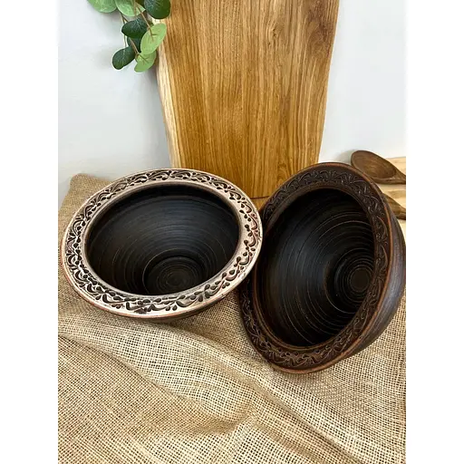 Миска для вареників керамічна (глиняна) різьблена Ангоб 2 л - фото 8