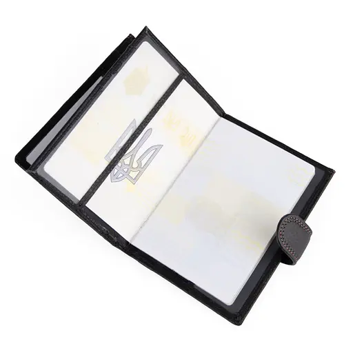 Чоловіче шкіряне портмоне з відділенням для паспорта De Esse LC47835-1X чорне - фото 6