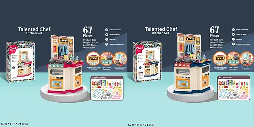 Набір "Кухня" 922-112/113, світло, звук, холодна пара, вода, посуд, в коробці (6967587400347) Червоний - фото 2