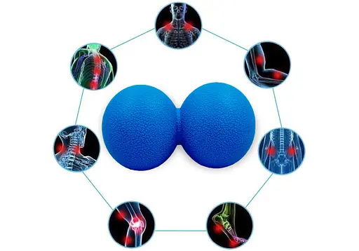 Массажный мячик EasyFit TPR двойной 12х6 см синий (EF-2175-BL) - фото 3