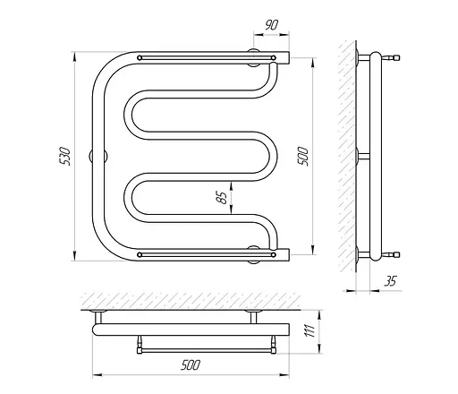 Полотенцесушитель Laris Фокстрот П 500x500 71207103, Хром - фото 2