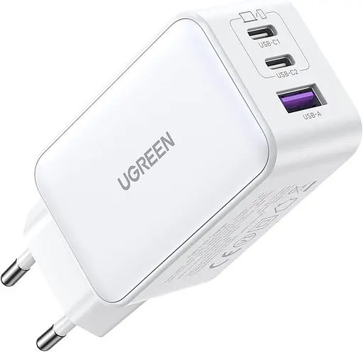 Зарядний пристрій адаптер живлення Ugreen CD244 65 W (3 порти 2C + 1 A) (15334) біле - фото 1