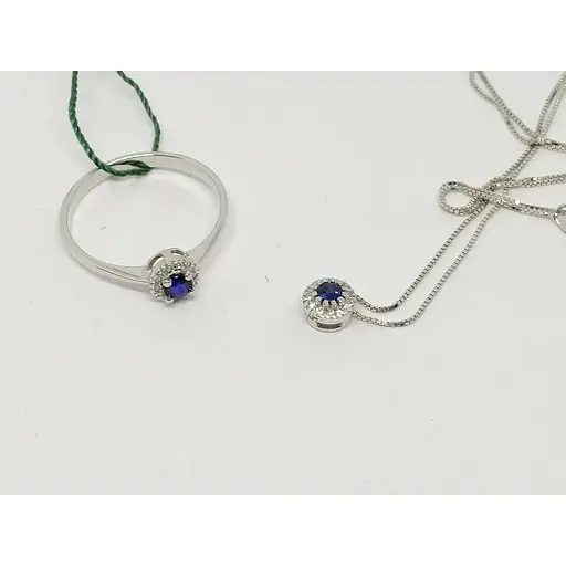 Золоте кільце ЮЗ "Багет" з діамантами і сапфіром. Артикул 15134/1С 17 - фото 5